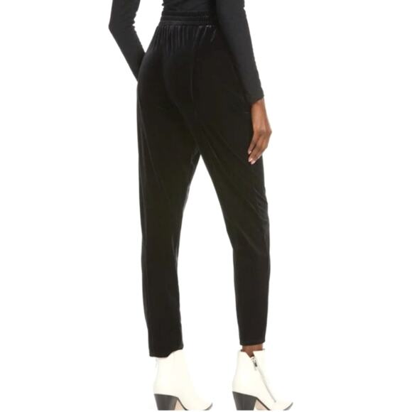 Open Edit Black Velvet Skinny Pants High Rise Ankle Chic Party Night Out Size M - Picture 7 of 12